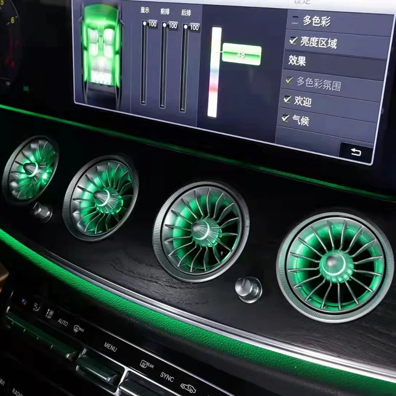 For Mercedes Benz E Class W213 Ambient Light 8 pcs 64 Color Dashboard Outlet air vent Front Rear Air Vent Turbine Neon Light