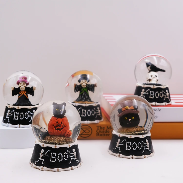 Factory Direct Halloween Resin Home Decoration Music Box Custom Halloween Snow ball