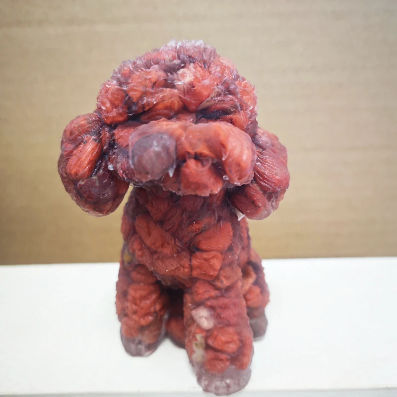 Wholesale healing crystal ornaments natural rose quartz crystal chips resin dog for decoration