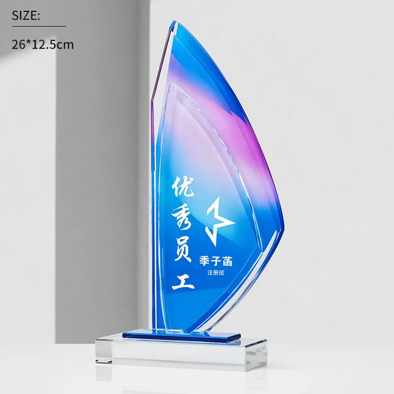 Wholesale 2024 New Design Sailing Boat Shape Trophy Plaque Personalized Custom Crystal Plaque Trophy for souvenir