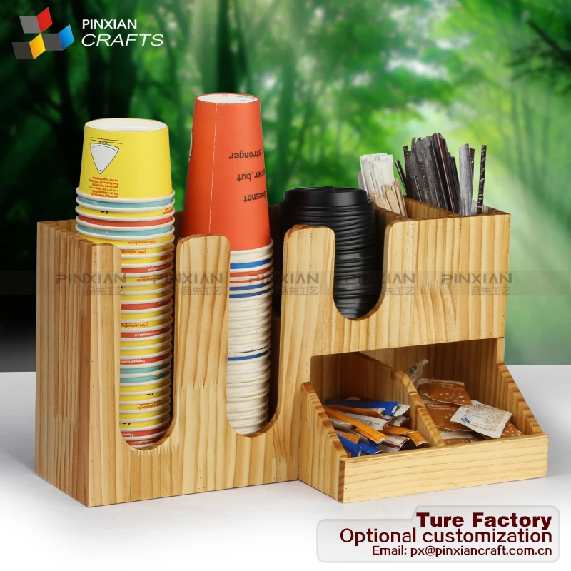 Wholesale paper cup dispenser Storage Coffee Condiment Organizer holder