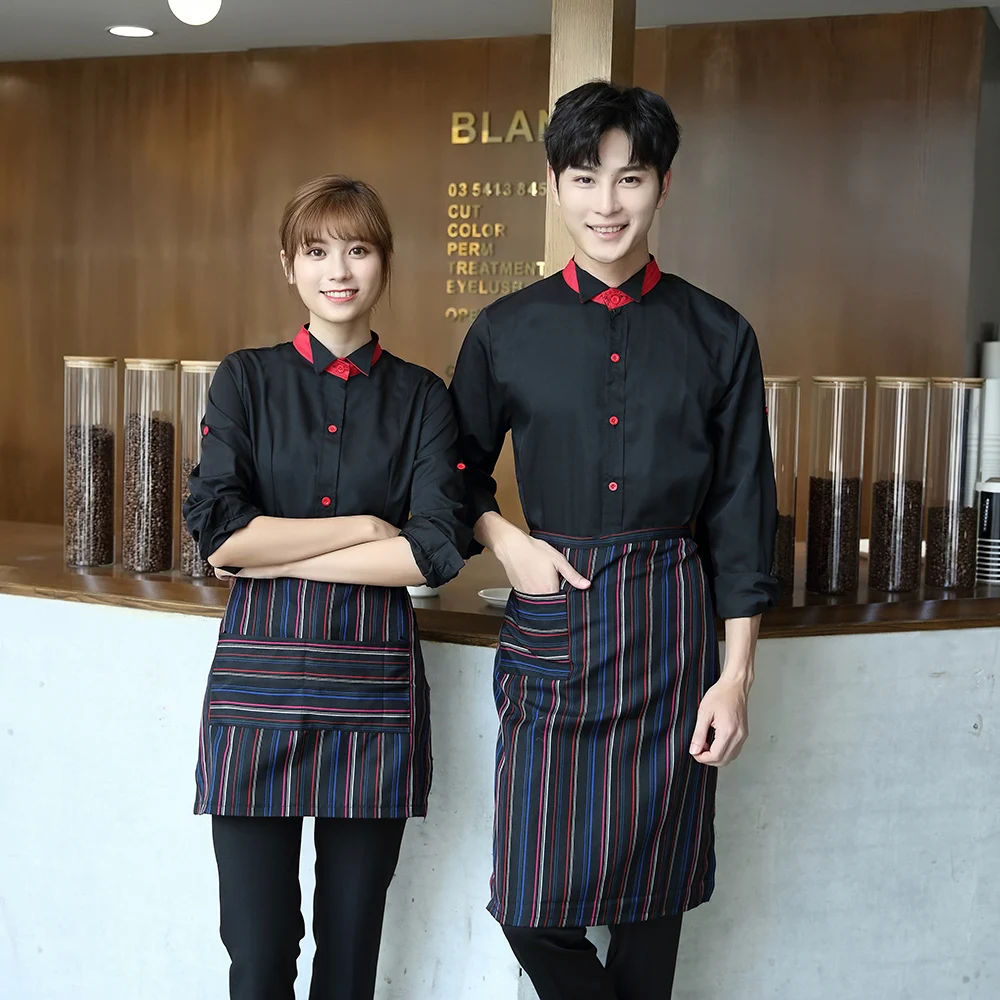 
Restaurant Uniform de hotel Long sleeved shirts for men and women Embroidery and printing LOGO 
