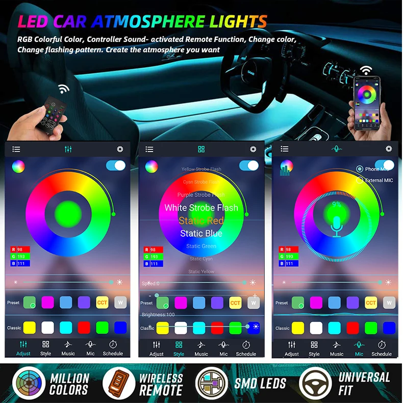 2020 new car led welcome light  with  manual and APP Controller Atmosphere Light