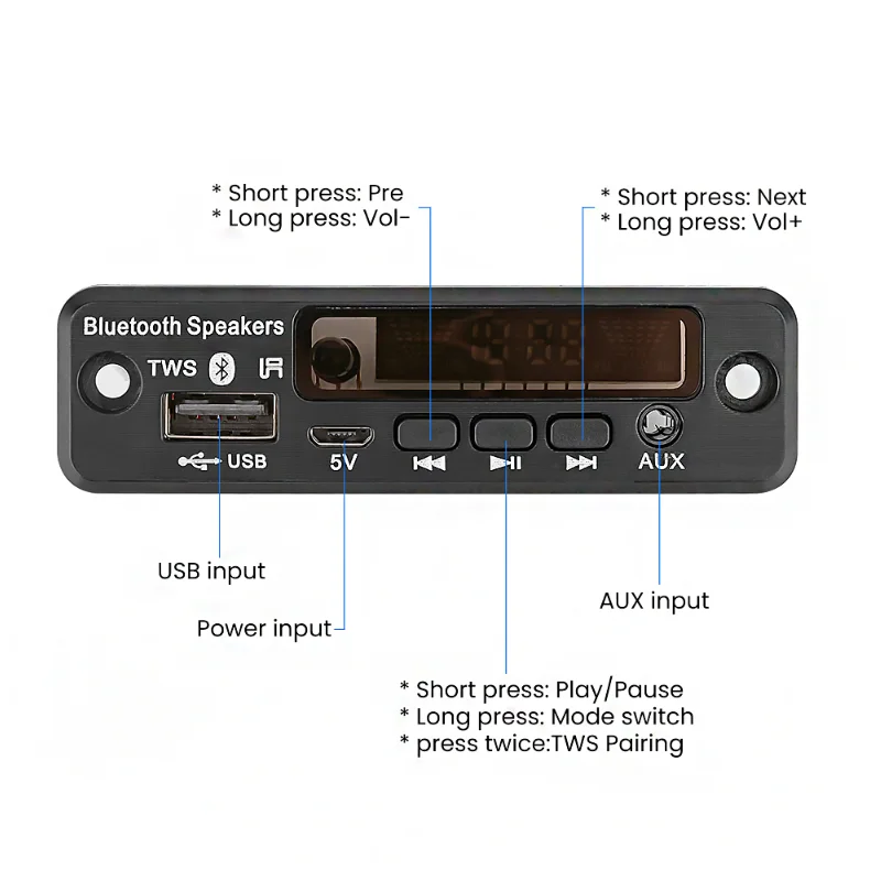 Wireless speaker TWS power amplifier module lossless APE decoding FM radio color spectrum scheme board