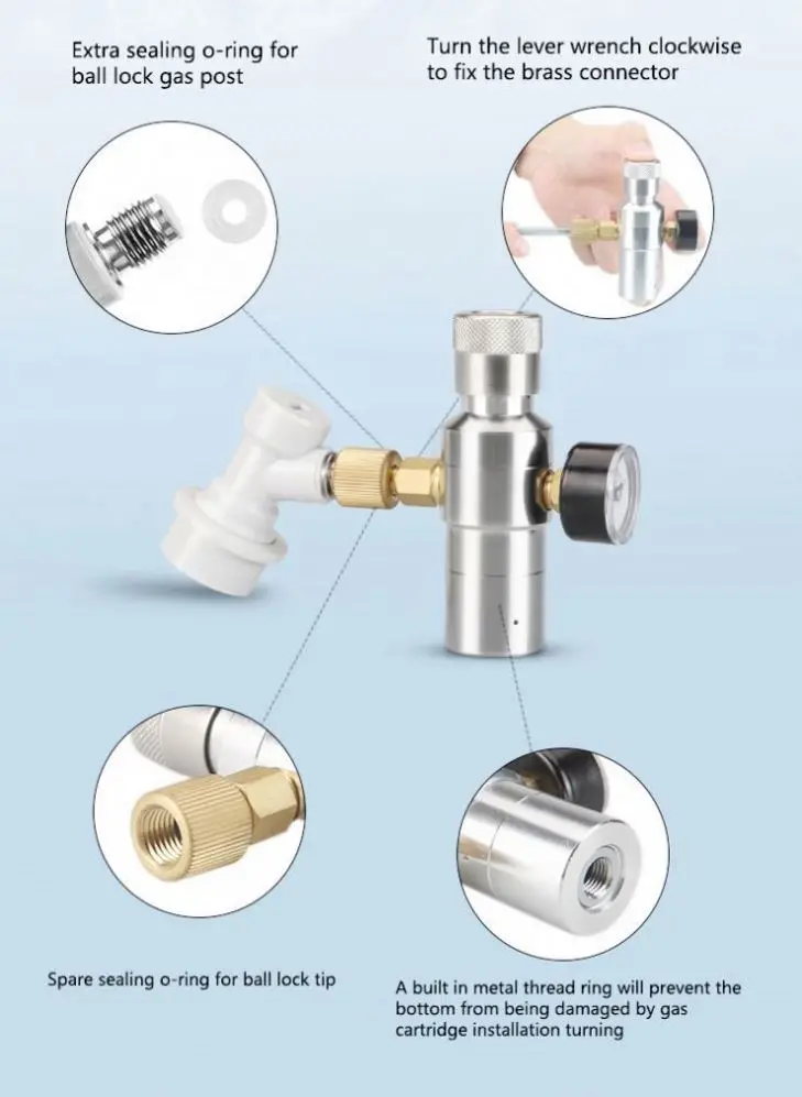 CO2 Mini Gas Regulator Pressure Gauge Fit for Homebrew Draft Beer Soda Beer Making Tools