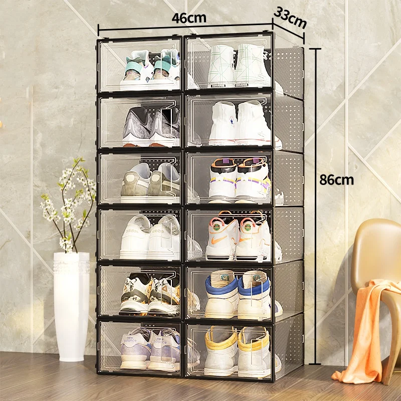 Wholesale Foldable Sneaker Storage Box Acrylic Drawer Type with Drop Front Magnetic PP Plastic Metal and Paper Material