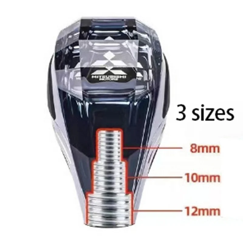 Car Crystal Gear Shift Head Touch Color Led Light 8/10/12Mm Built In Interface Shift Gear Knob