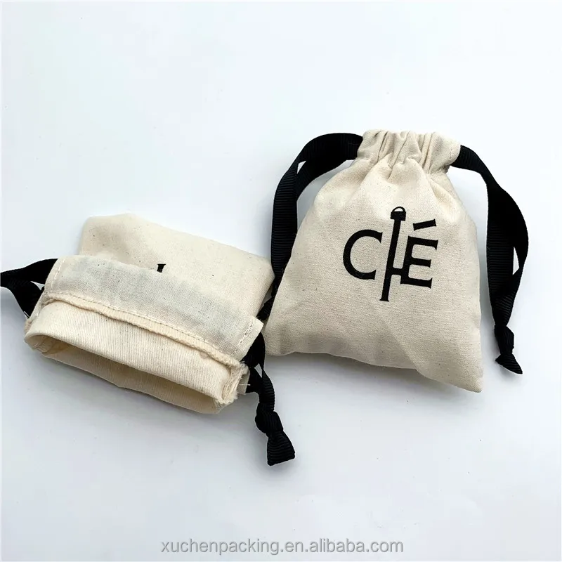 Recycled Unbleached 100% Cotton Envelope Dust Bag for Purses and Small Drawstring Cotton Fine Jewelry Earring Pouch