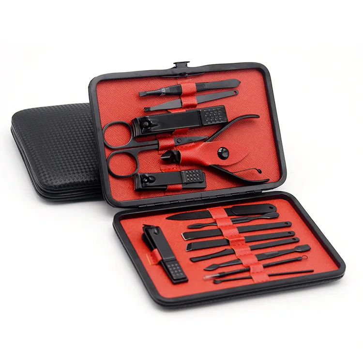 Professional 15pcs Manicure Pedicure Set Steel Nail Clippers Custom Logo Multi-Purpose Care Tool Foot Care Beauty Plastic Box