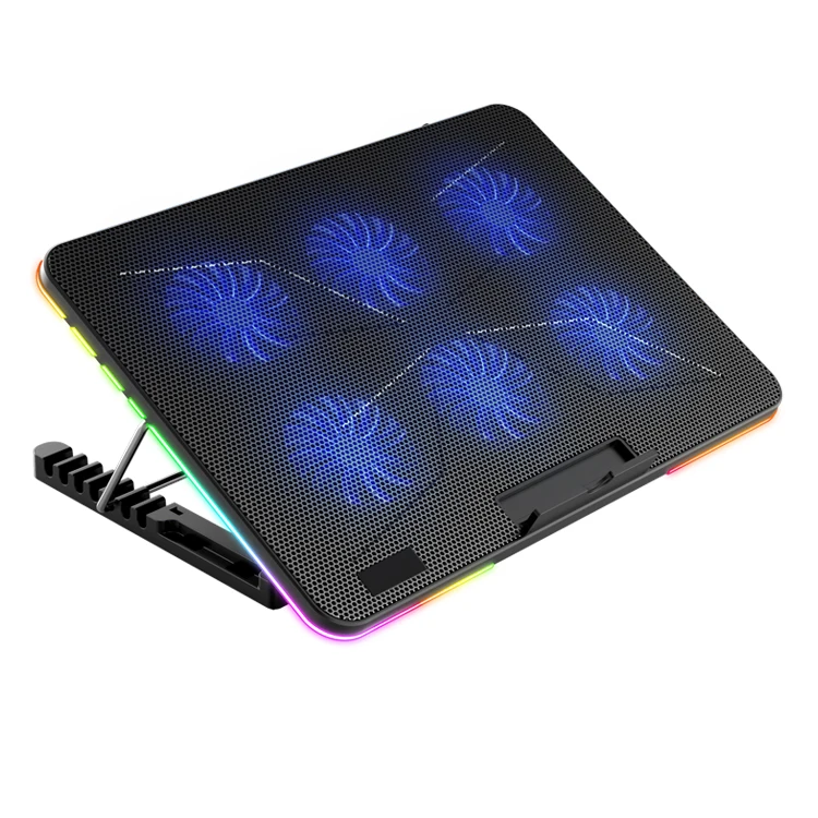 Great Roc laptop cooling pad with phone holder with 6 fans height adjustable laptop cooling pad rgb gaming notebook cooler
