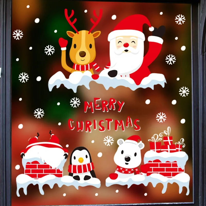 Custom Label printing waterproof pvc christmas door wall sticker  Custom window decal sticker Label