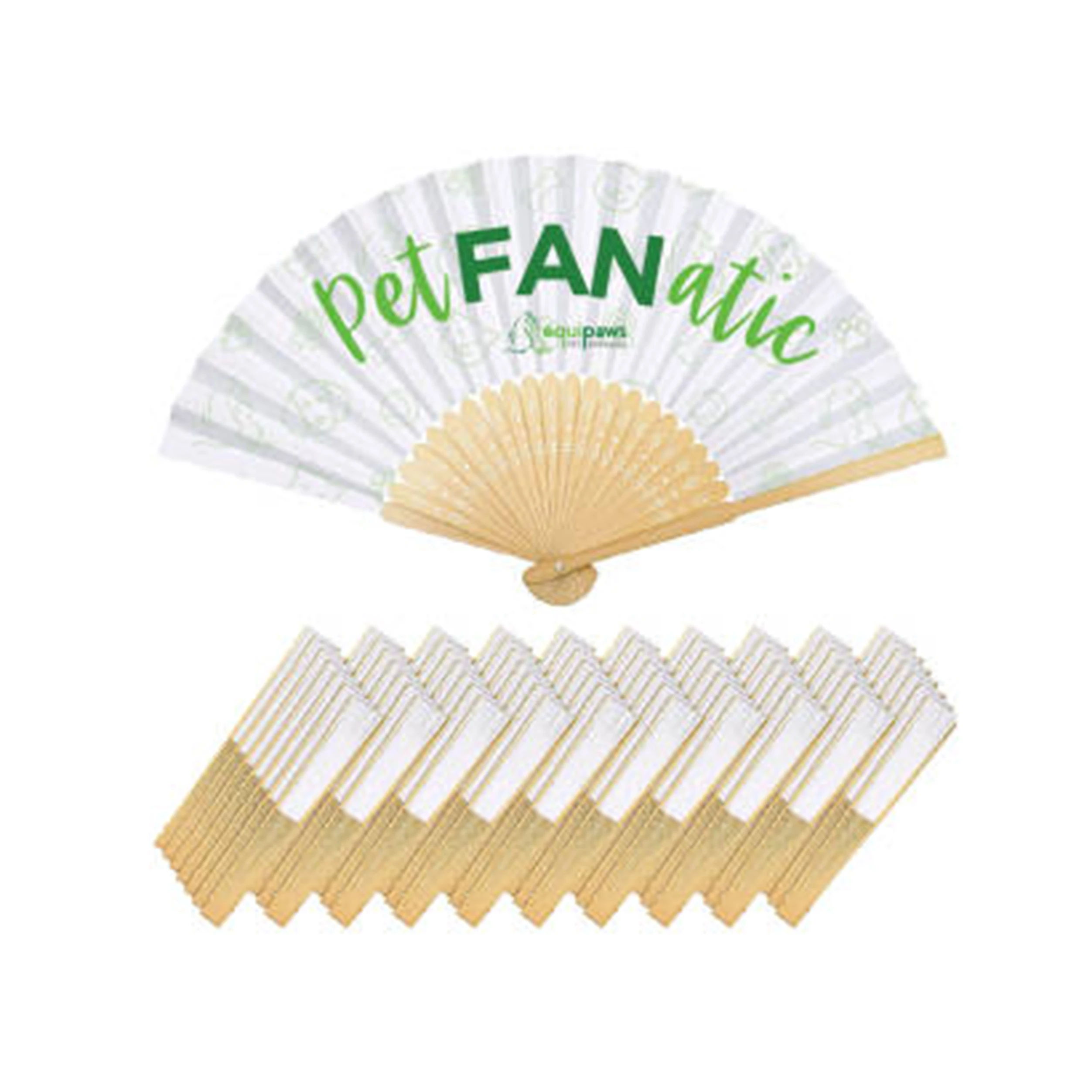 Promotional bamboo paper fabric custom printed folding hand fan