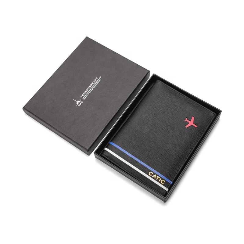 Corporate Customized Genuine Leather Slim Minimalist Travel RFID Passport Holder