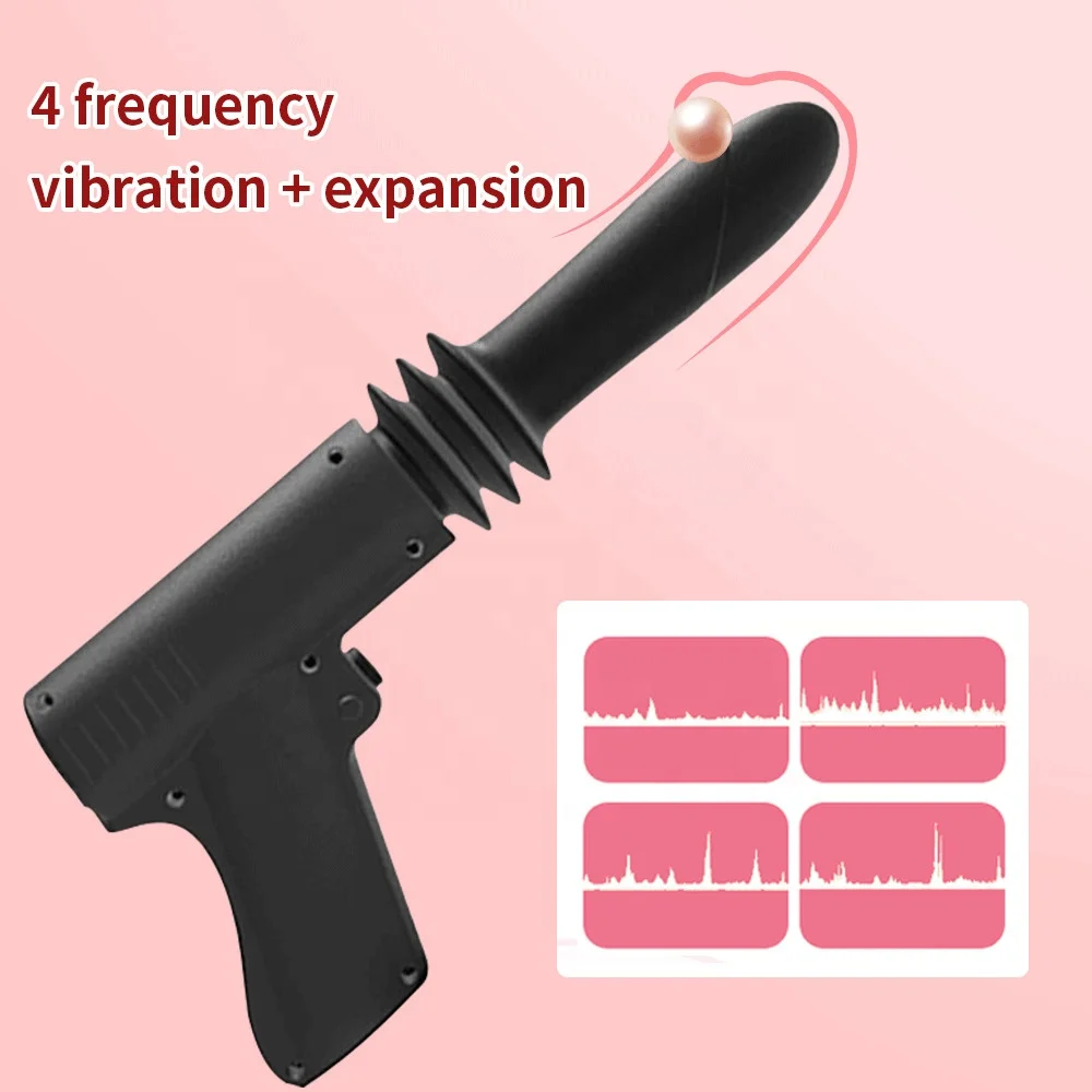 Erotic Automatic Telescopic Gun Shape Dildo Vibrator, Private Sex Machine Thrusting Wand Massager Sex Toys for Women Adult