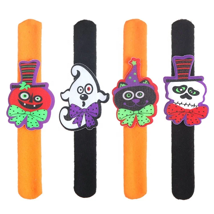 Promotional Holiday Pumpkin Ghost Bracelet for Kids Gift Halloween Slap Bracelet Halloween Party Supplies