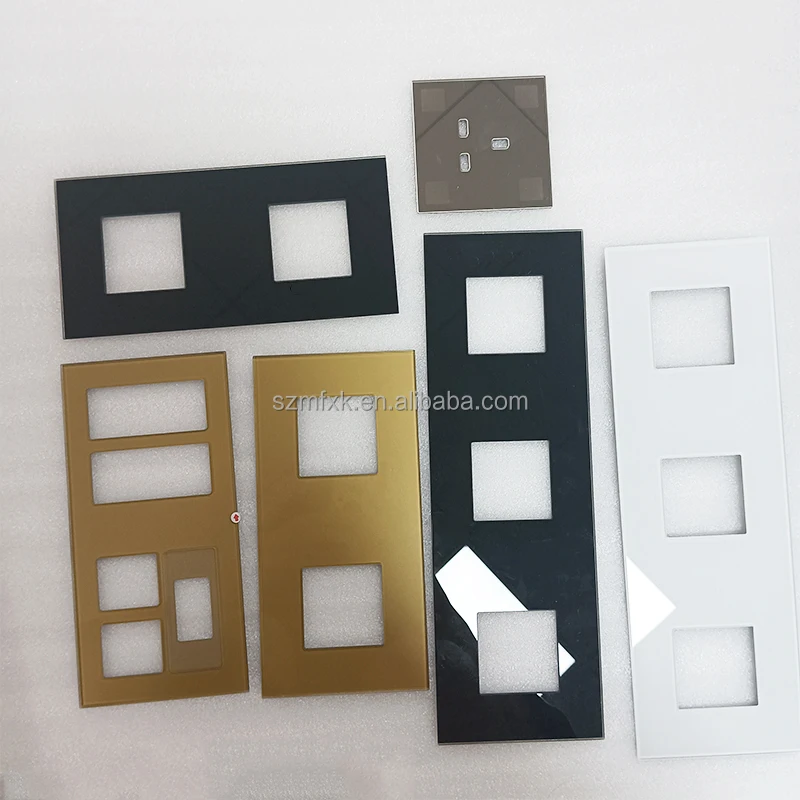 OEM customized 3mm silk screen tempered glass socket wall mounted switch tempered glass panel Touch switch board