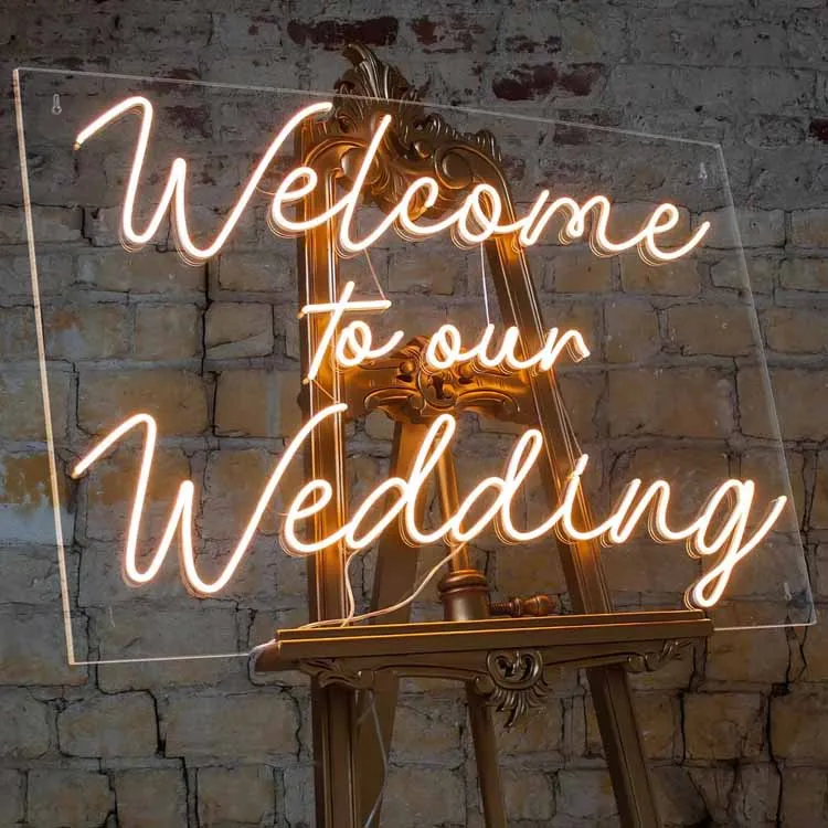 wedding decor acrylic wedding welcome signs neon Festival party celebrating decorations wedding love Signs For outdoor Indoor