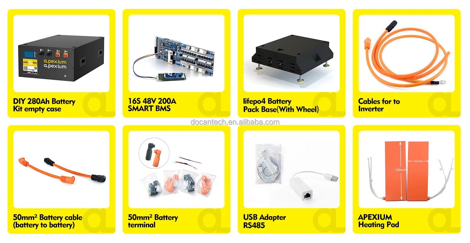 48 В diy kit case 280ah призматическая аккумуляторная батарея Корпус аксессуары коробка 16S48V200ah bms сборка в apexium mason