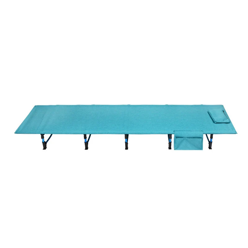 Ultralight Camping Cot Length Extended Outdoor Travel Picnic Nap Single Bed Camp Sleeping Bed Foldable With Side Pocket