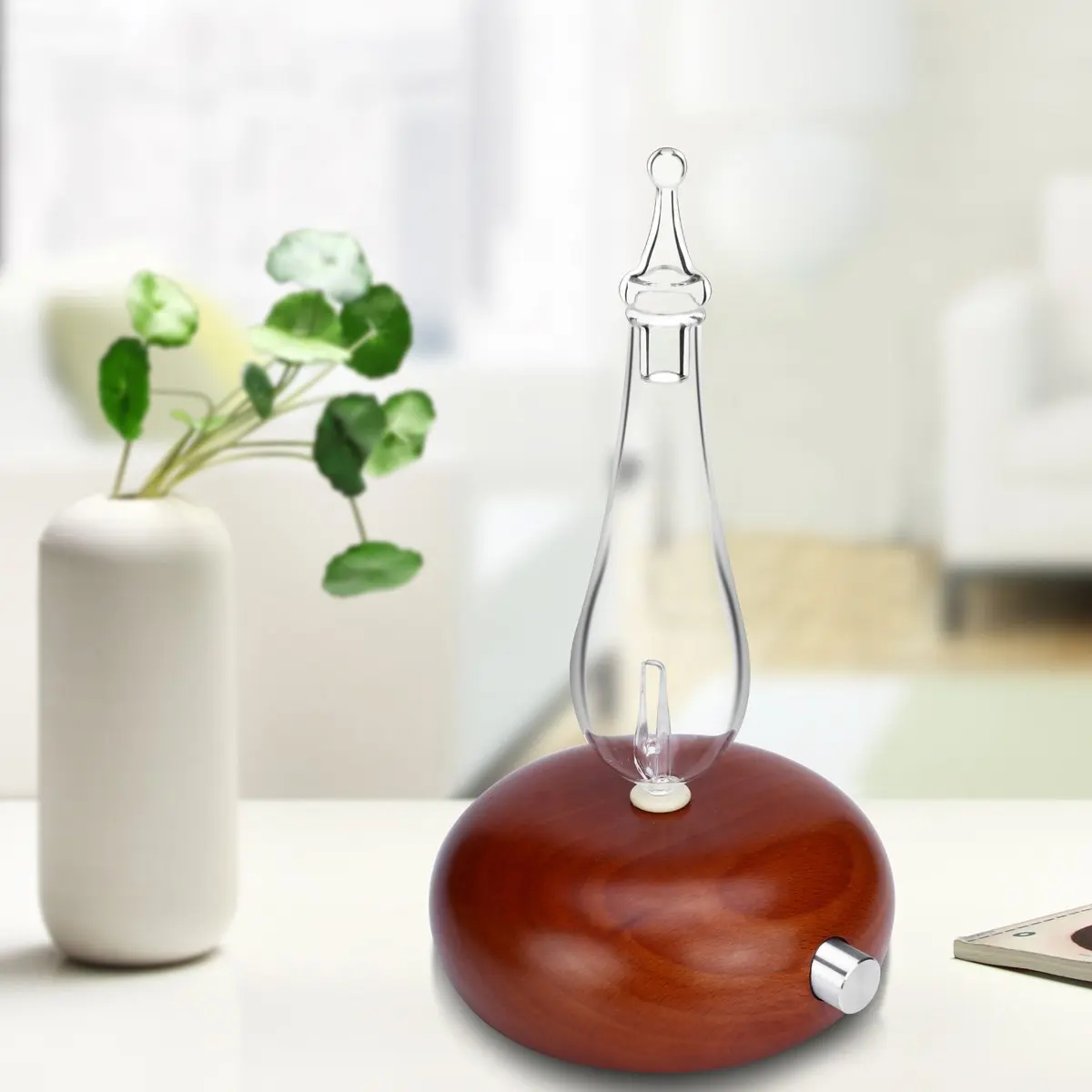 Natural Wood and Glass Nebulizing Pure Essential Oil Aromatherapy Diffuser,Waterless Essential Oils Nebulizer for Premium Home