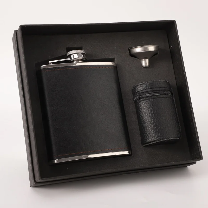 Portable Stainless Steel Hip Flask 7oz Wine Mug Wisky Bottle With Box Mini Drinkware Alcohol Bottle For Drinker Men Gifts