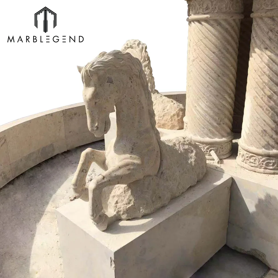 Китайская Фабрика PFM, уличные статуи лошадей, мраморный фонтан для виллы, проектный дизайн