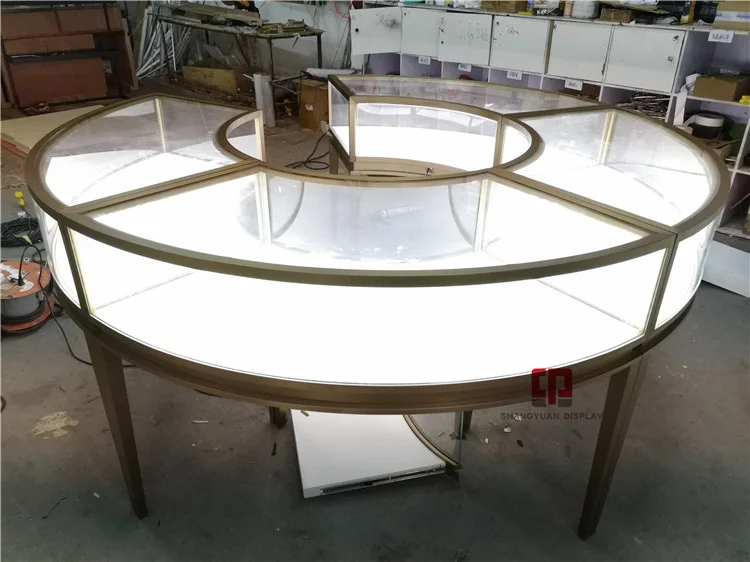 Pearl Shop Display Furniture 2.4 Meters In Diameter Round Jewelry Display Cabinet High-End Jewelry Display Glass Showcase