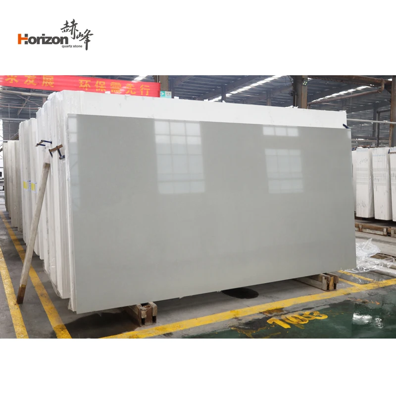 Horizon Factory Price White Quartz Stone Slabs Lightgray kitchen Quartz Countertops Slabs
