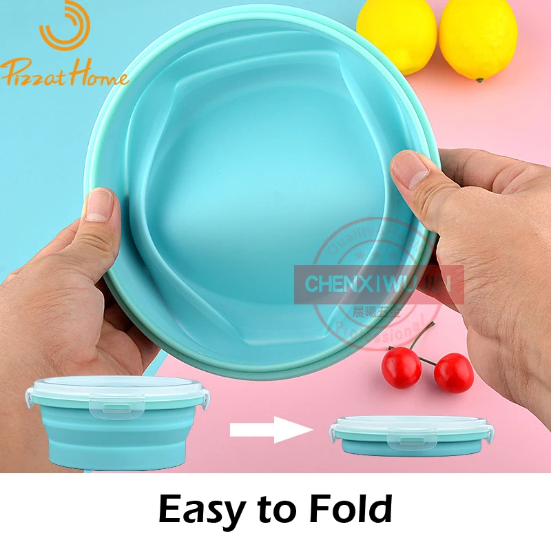 Silicone Foldable Lunch Box 4 Pieces Set Bento Microwave Safe Bowl Portable Camping Food Storage Container PP Cover