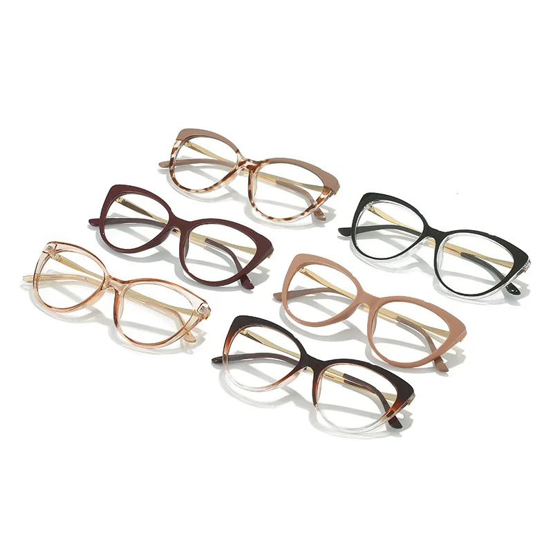 Hot Selling Vintage Leopard Print Photochromic Glass Cat Eye Frame Glasses Anti Blue Blocking Glasses Women Fashion Eyewear