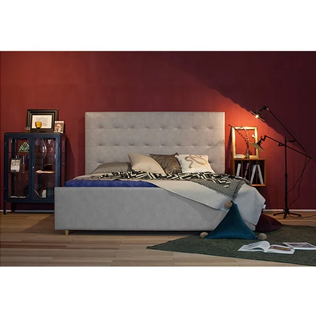 Luxury Modern Beauty Design Comfort Beds Upholstered Fabric Velvet Purple King Size Queen Bed Frame Villa Bedroom Furniture Set