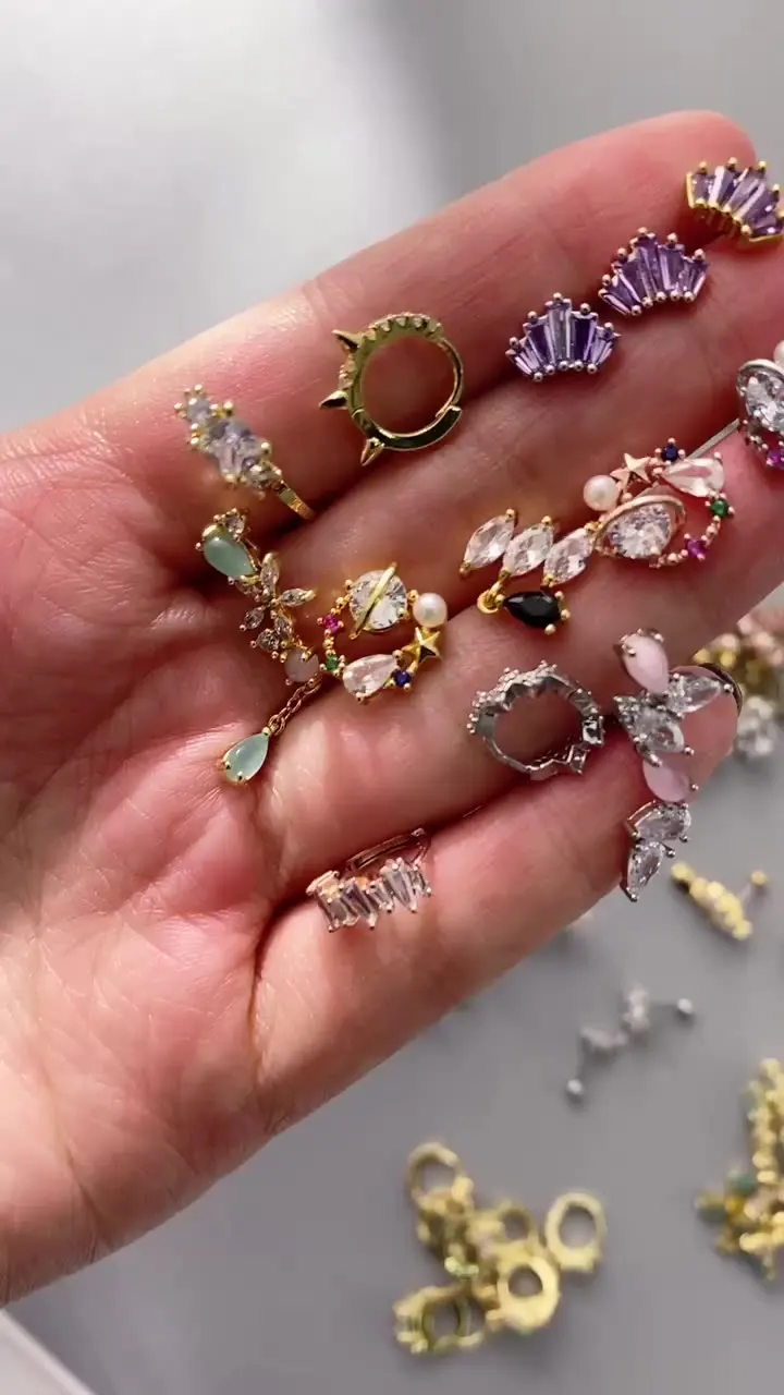 Fashion mini earrings zircon small ear buckles creative personality cartilage piercing earrings wholesale