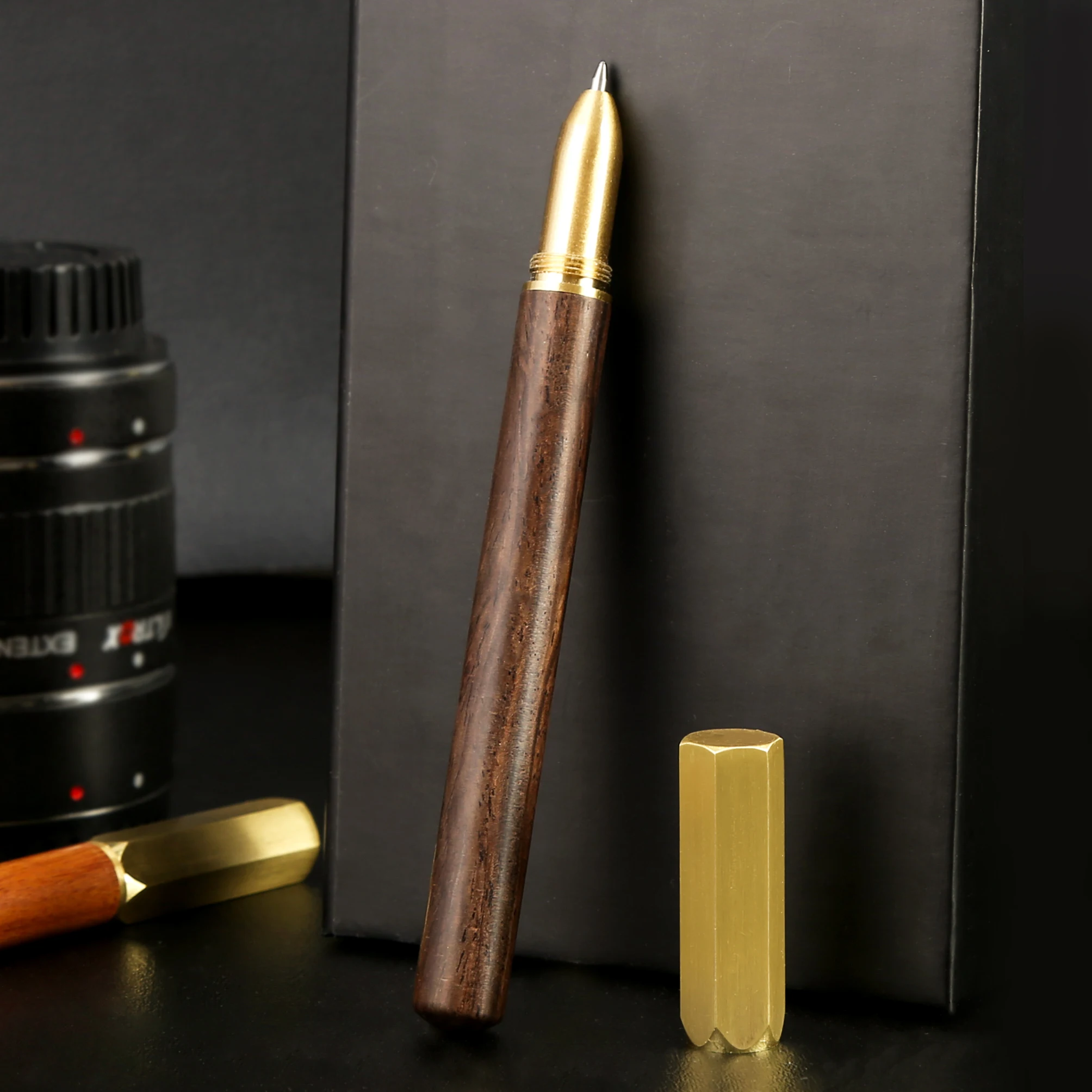 TTX promotion new personalized Stylo bamboo eco friendly pen gift box set black Brass Wood ballpoint pen with custom logo