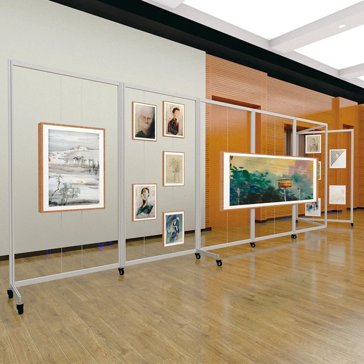 Free Standing Poster Image&Photo Stands, Aluminum Assemble Art Exhibition Booth at Shopping Mall