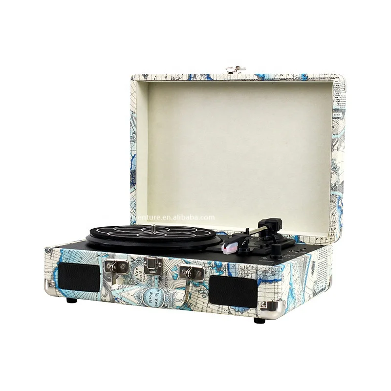 modern MAP outer design portable blue tooth USB functional gramophone record player speaker