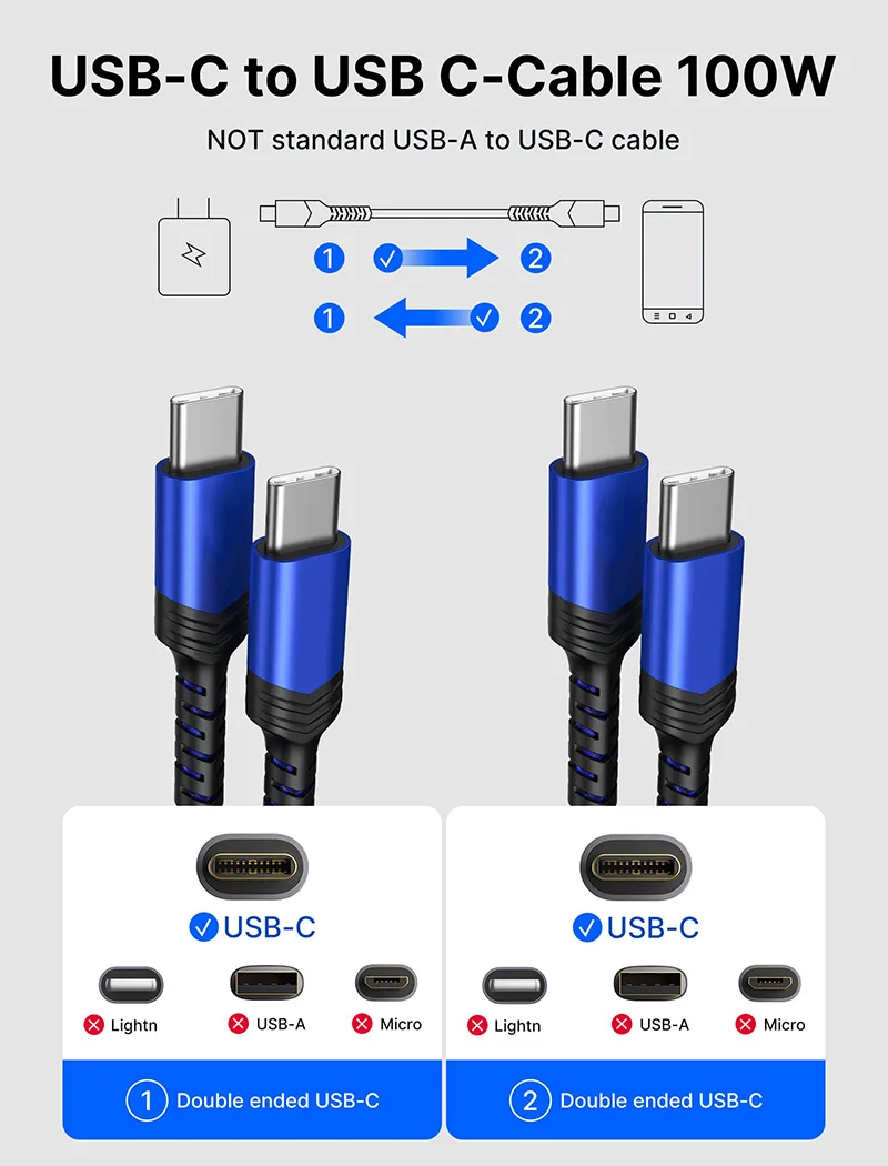 USB C to USB C Cable 100W Type C Fast Charging Charger Compatible with MacBook Pro, iPad Mini 6, iPad , Galaxy S22 21