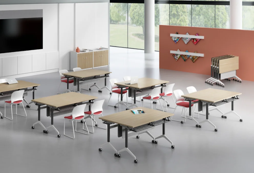 Intelligent space-saving table folding system elegant design desk frame from powder coated steel