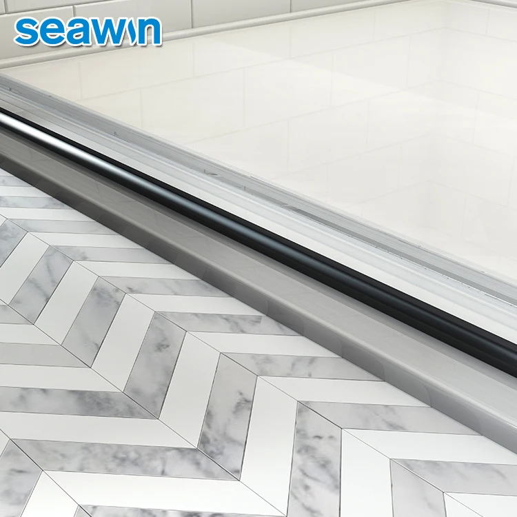 Seawin Black Hinge Rollers Wheels Swing Glass Enclosure Cabin Shower Room Door For Bathroom