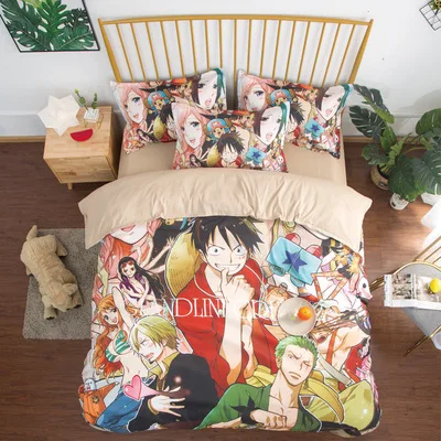 One Piece Luffy Narutos Dragon Ball goku anime bedding set 3 pieces pillowcase pillowslip quilt duvet cover