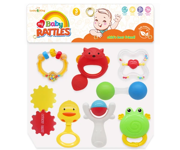 12PCS Educational Rattle Toys Plastic for Babies Small Rattl Set Children Baby Rattles