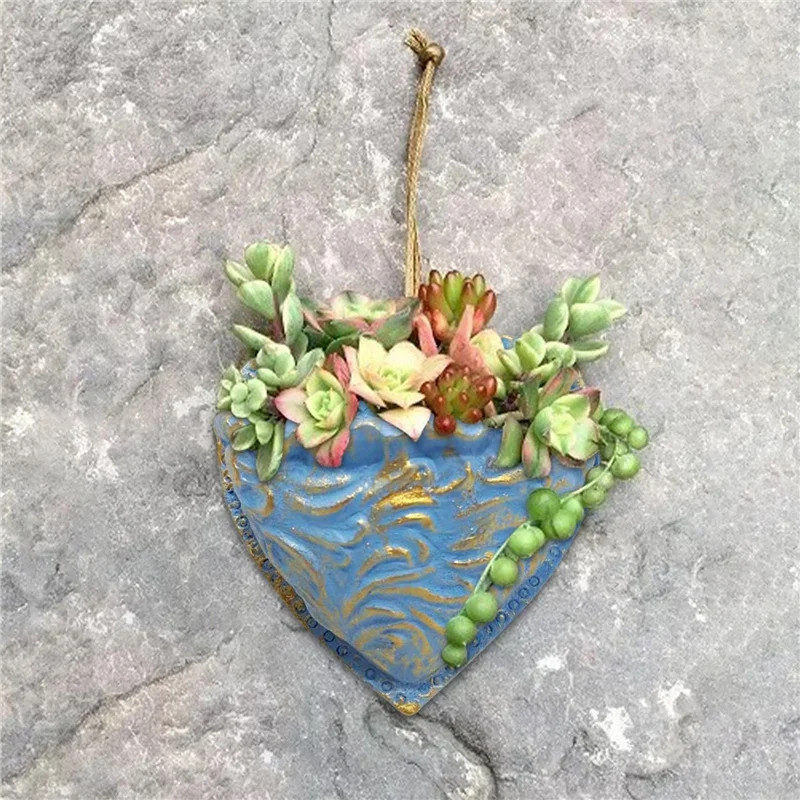 Planting Succulent Heart Pocket Planter Succulent Planting Wall Hanging Pockets Pots Heart Shaped Succulent Resin Flower Pot