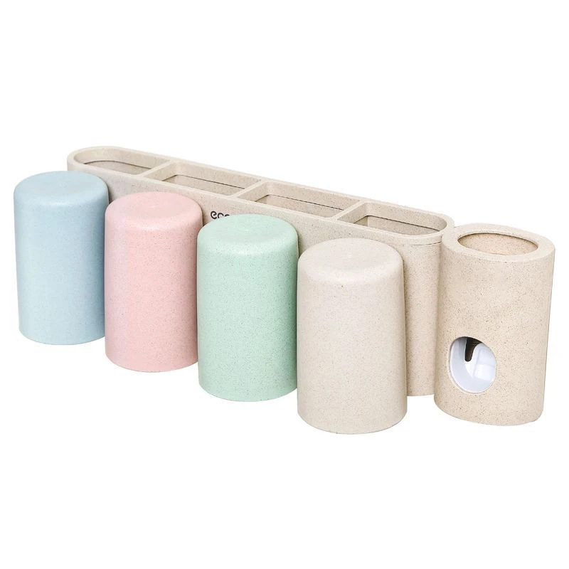 Hot sales Automatic Toothbrush Dispenser Wall Mount Toothpaste Squeezer And Toothbrush Holder Set For Family Bathroom Use