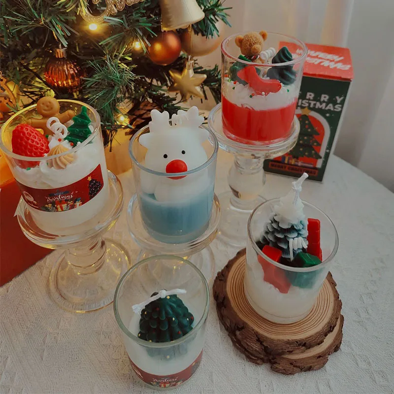 Snowflake Scented Candles Christmas Gifts Wholesale Creative Handmade Scented Modeling Candles Mini Christmas Scented Candle Jar