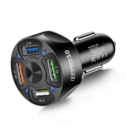 Usb car cigarette lighter 7A 48W Quick Charging QC 3.0 Mini  Led 4 car charger