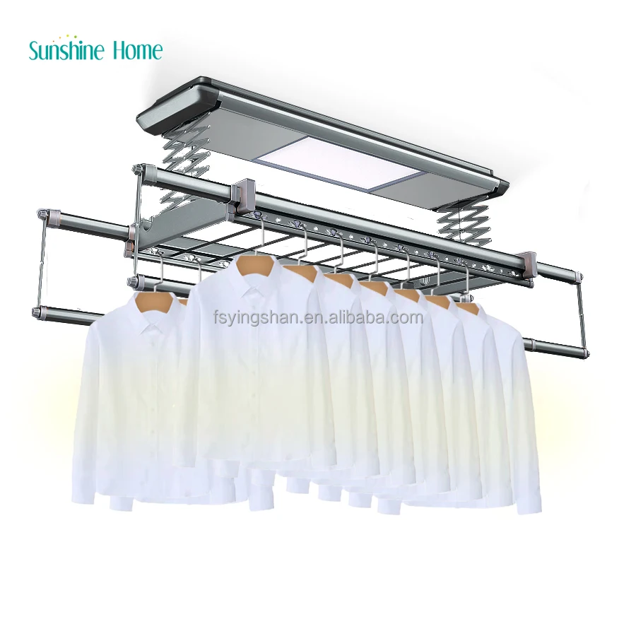 Welcomed CE 18w OEM Smart Clothes Dryer Retractable Automatic Clothes Line Electric Drying Rack Hanger Aluminum 0-1.3m 1.3m