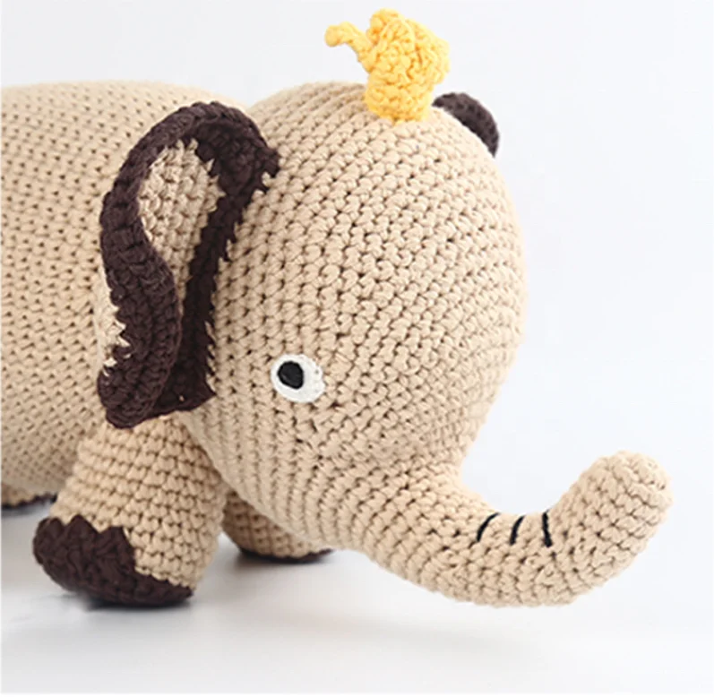 Heybabee Wholesales Best Birthday Gifts Elephant Animal Handmade Amigurumi Stuffed Toy Knit Crochet Doll for Kids