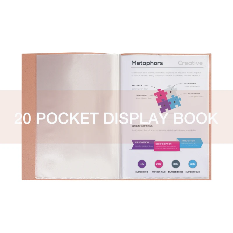 Eco-friendly plastic clear document presentation folder a4/letter size 20 pockets transparent sheet protector display book