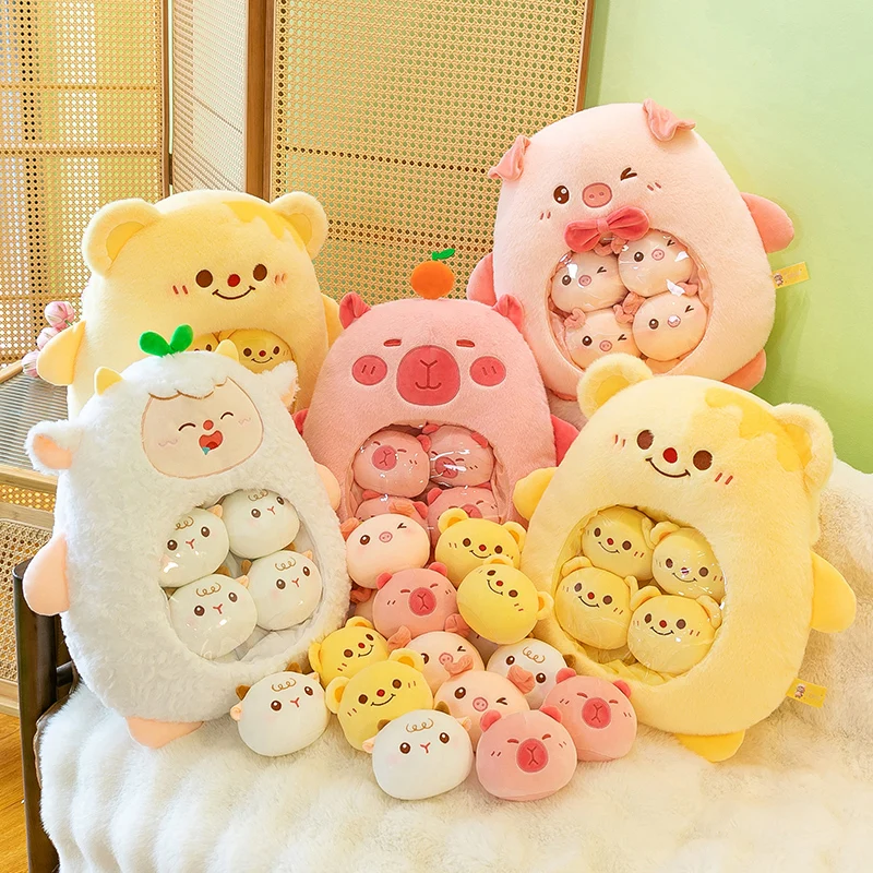 Cute Capybara Snack Pillow Stuffed Mini Animal Capybara Doll For Kids Birthday Gift Capybara Decompression Plush Toy Pillow