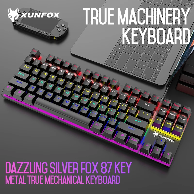 K80 mechanical keyboard wired green axis metal panel luminous desktop computer notebook office gaming keyboard