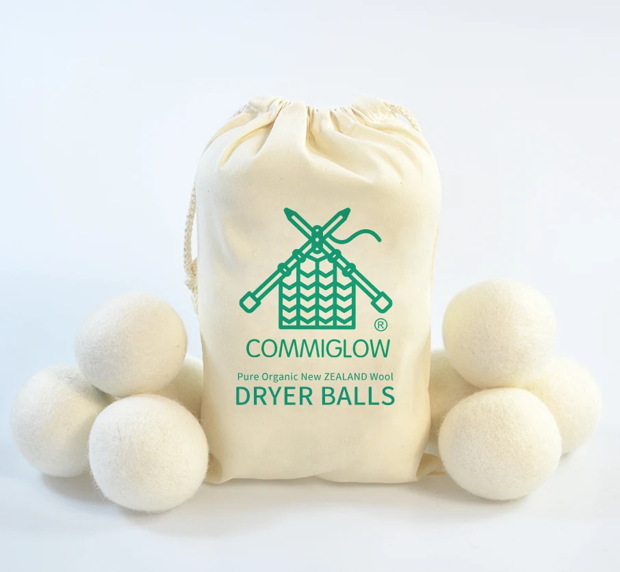 COMMIGLOW Natural XL 100% New Zealand Wool Dryer Balls 6 Pack Fabric Softener Chemical Free Handmade Reusable Laundry Discs